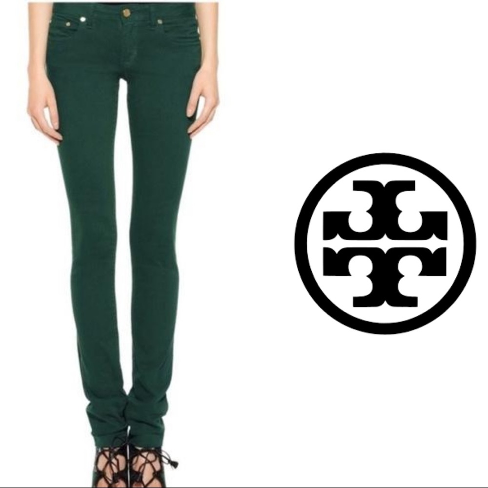 TORY BURCH Ivy Super Skinny Jeans Malachite Green